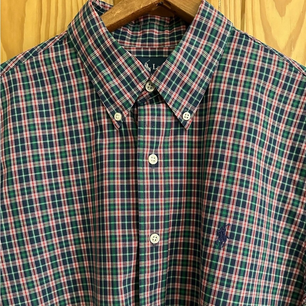 Ralph Lauren Custom Fit Mens Plaid Button Down Shirt  XL